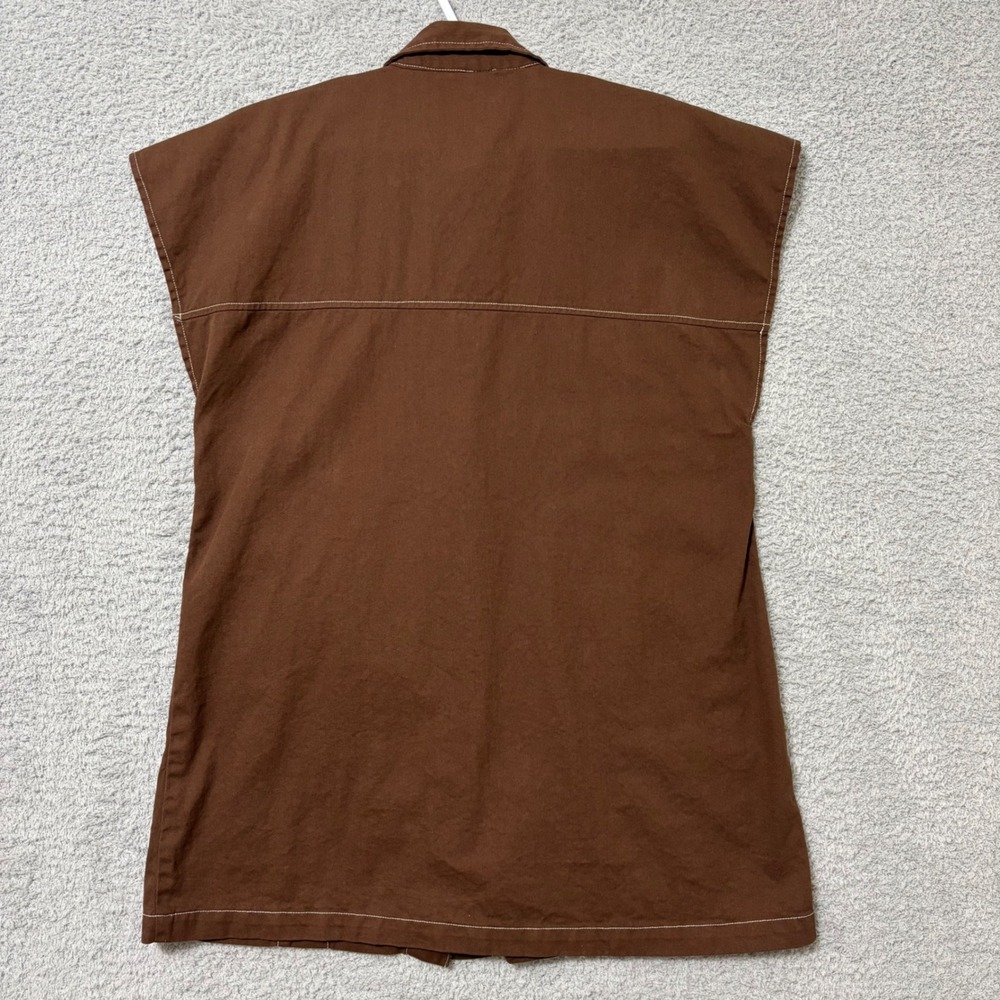 ASOS Design Cotton Utility Shirt Oversized Brown Shacket Pocket Top US 6 - Picture 8 of 10